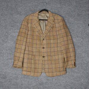 Vintage Vincent Blazer Mens 40R Brown Glen Plaid Wool Sport Coat Tweed Jacket